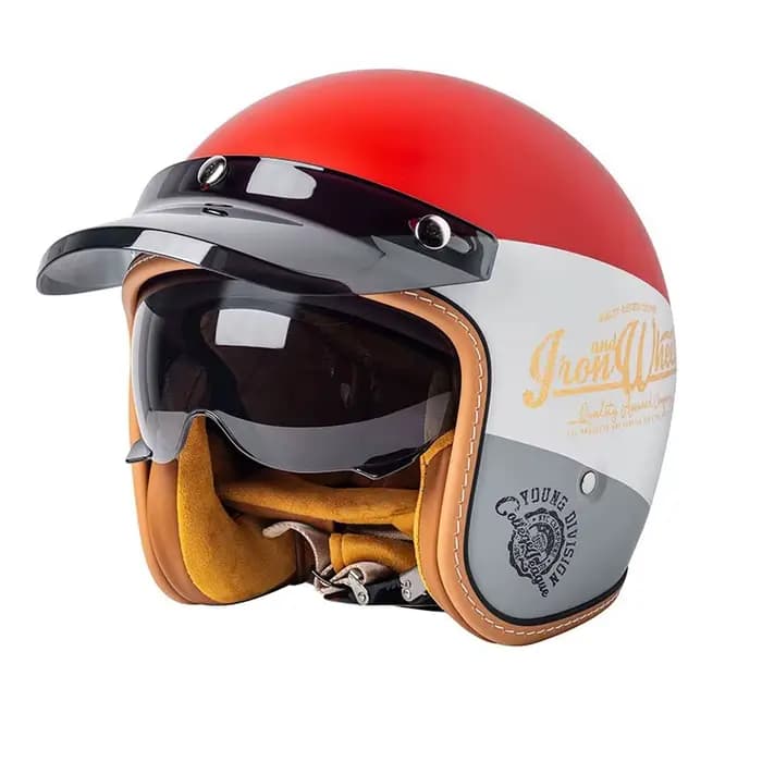 Casque moto rétro trois-quarts