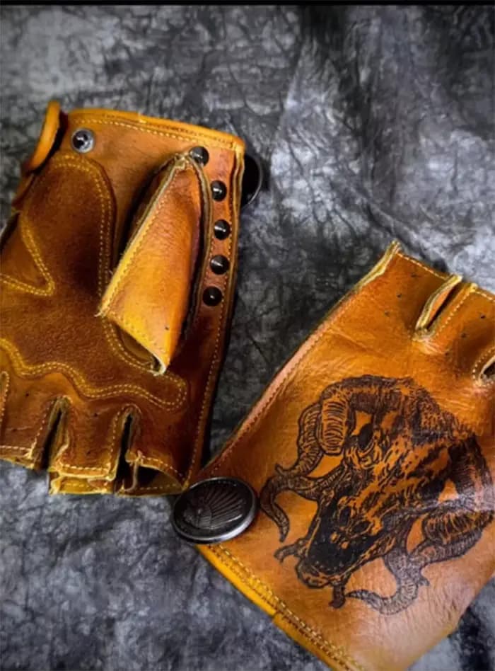 Gants de moto en cuir de chèvre véritable pour hommes