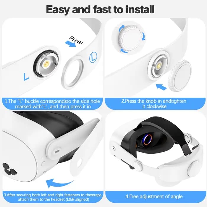 Bandeau compatible avec Oculus Quest 2/Quest 3/3S, accessoires VR, bandeau Elite réglable remplaçable pour un confort amélioré