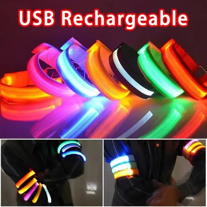 Brassard de course de nuit lumière LED Sports de plein air USB Rechargeable ceinture de sécurité bras jambe
