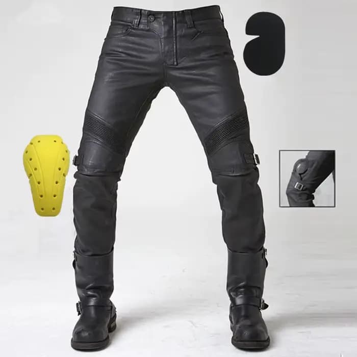 Pantalon de moto avec revêtement ciré à l'huile coupe-vent