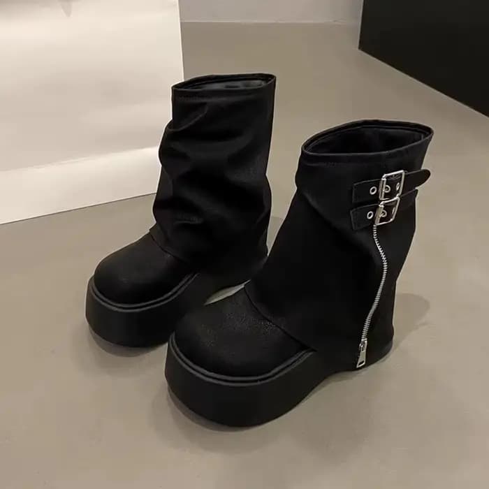 Bottines de motard à plateforme pour femmes