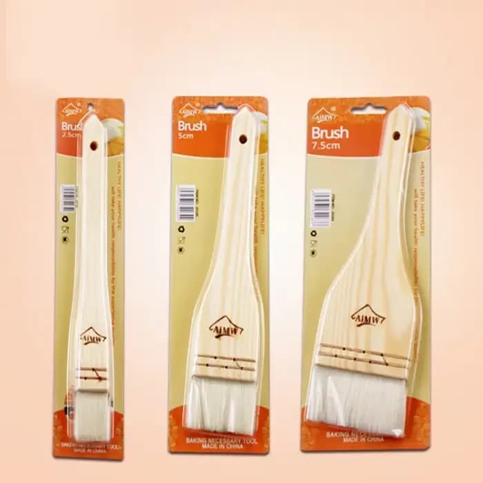 Pinceau à gâteau de lune avec manche en bois, brosse à huile en laine, accessoires de cuisson, outils de cuisine, ménage