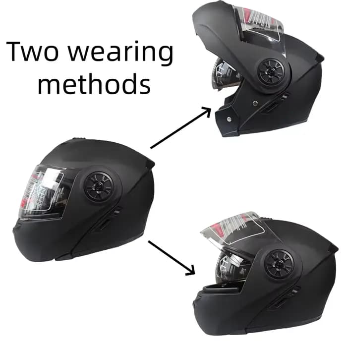 Casque de moto rabattable avec visière solaire intérieure amovible pour hommes