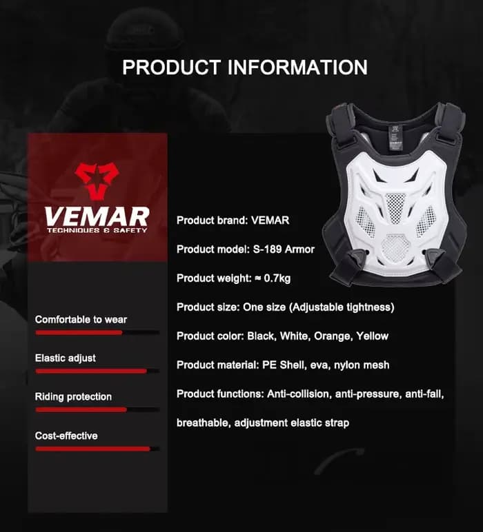Gilet de protection VEMAR pour moto tout-terrain