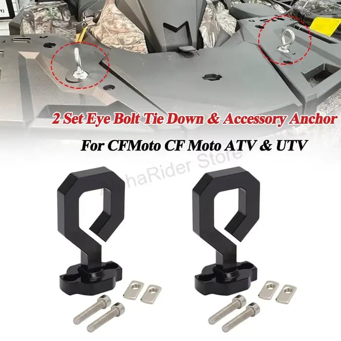 Nouveau paquet de 2 boulons à œil à fixation rapide et ancre accessoire pour CFMoto CF Moto ATV et UTV aluminium noir