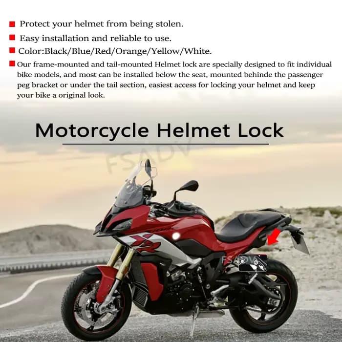 Verrou de sécurité antivol pour casque de moto avec 2 clés, pour BMW S1000R S1000RR S1000XR HP4 2020 – 2022
