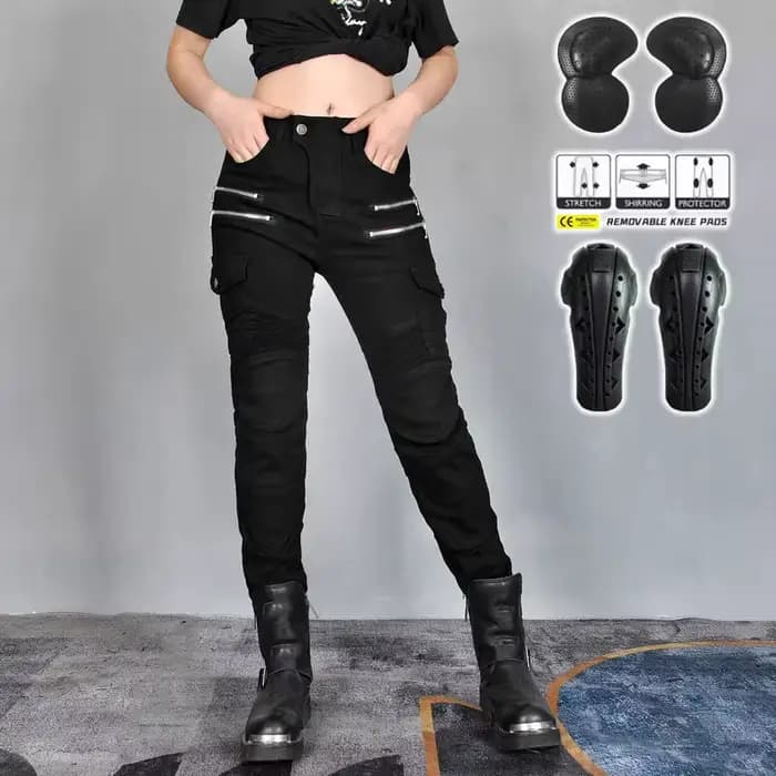 Nouveau pantalon de Motocross Double fermeture éclair Style métal Moto hommes pour femme jean d'équitation en plein air