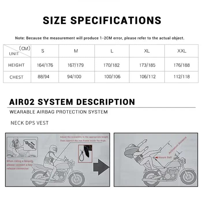 Glaçure d'airbag de moto