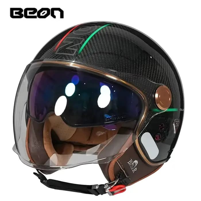 BEON BR-20 Casque d'équitation de moto Demi-casque en fibre de carbone 3/4