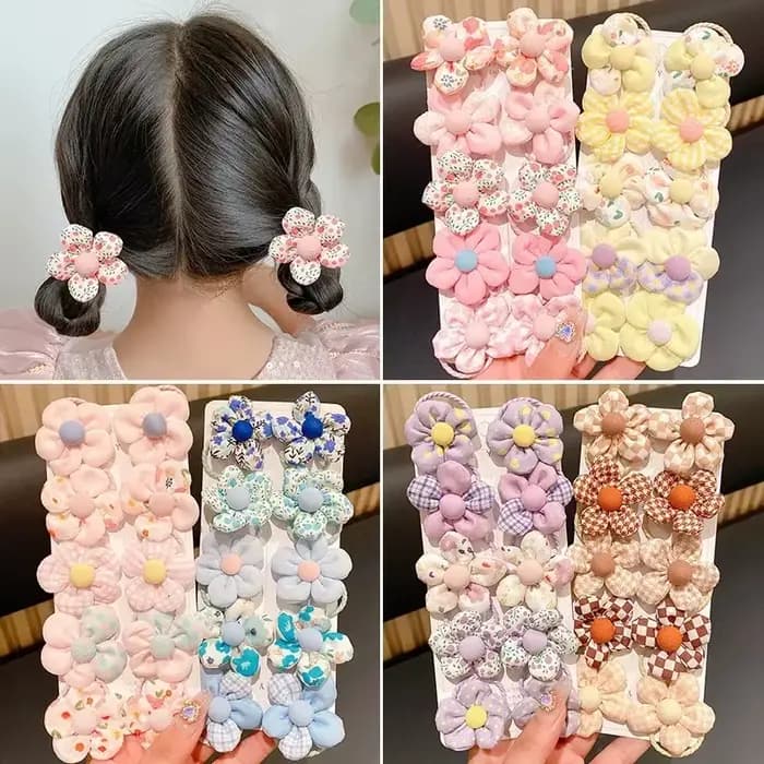 10 pièces/ensemble nouveau bébé fille couleurs mignonnes fleur bandes de cheveux élastique pour queue de cheval enfants chouchous doux en caoutchouc enfants accessoires de cheveux
