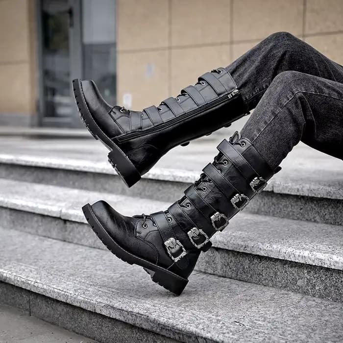 Bottes de motard gothiques Punk pour hommes