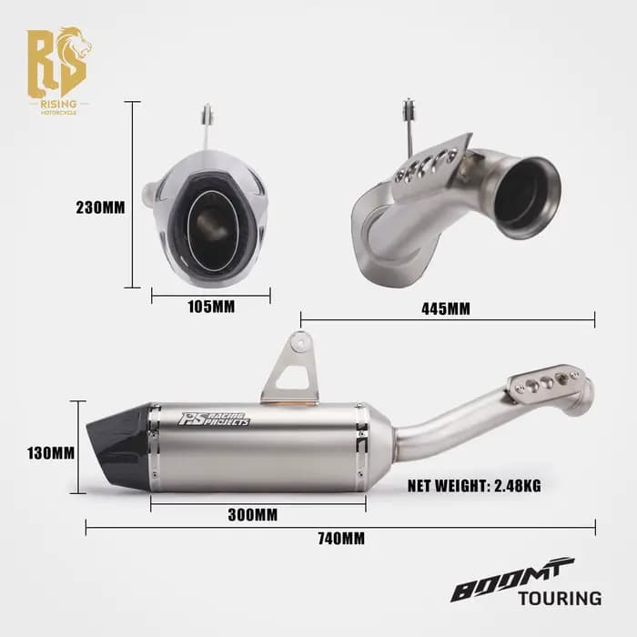 Pour CFMOTO 800MT Explore Ibex 800 Touring Adventure SMT 2021-2026 Silencieux d'échappement Slip-On avec DB Killer amovible