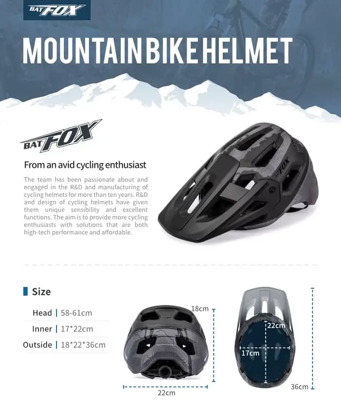 BATFOX VTT casque absorbant les chocs léger tout-terrain unisexe adulte