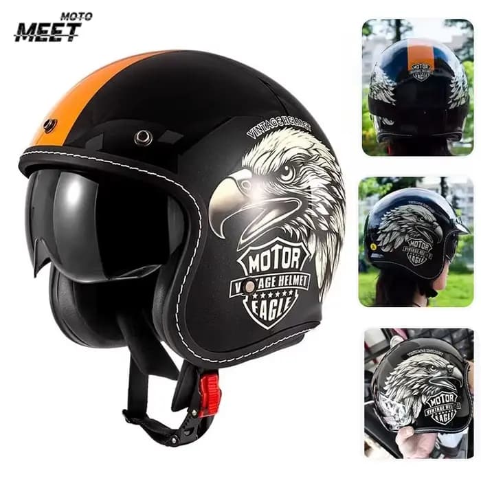 Casque de moto de croisière rétro unisexe