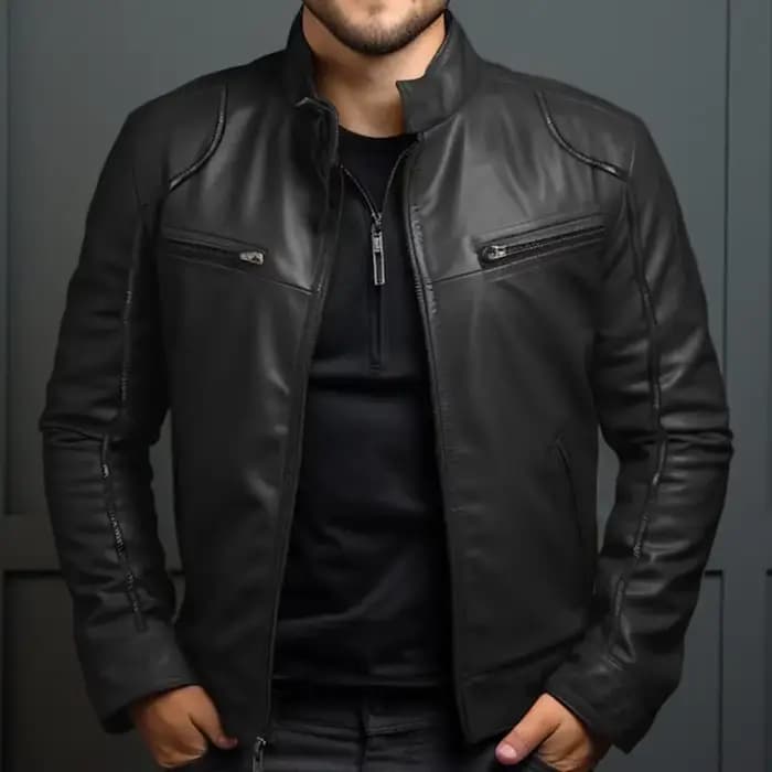 Veste de moto en cuir pour hommes