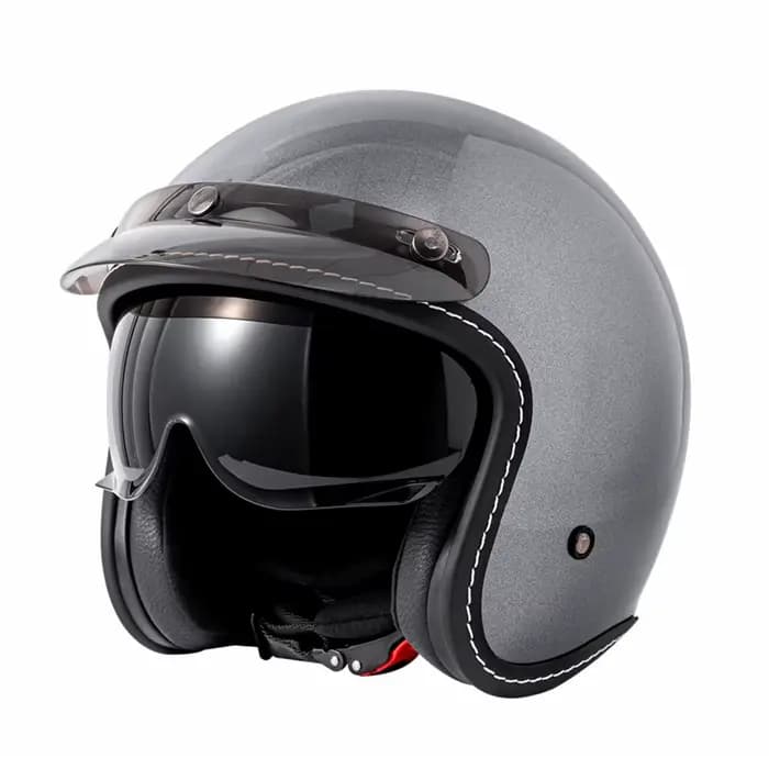 Casque de moto rétro 3/4 ouvert unisexe avec double visière
