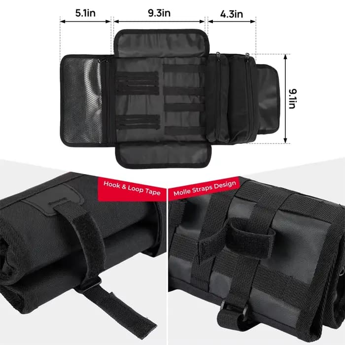KEMIMOTO-Sac à outils universel pour moto, pochette à outils pour guidon, pochette à outils, rouleau, Softail, ocia, Sportster, poudres à outils