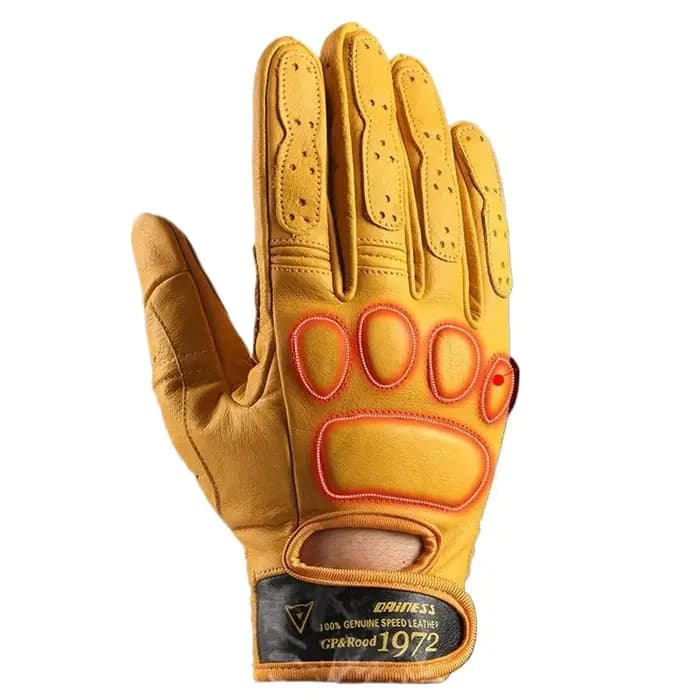 Gants de moto rétro en cuir respirant