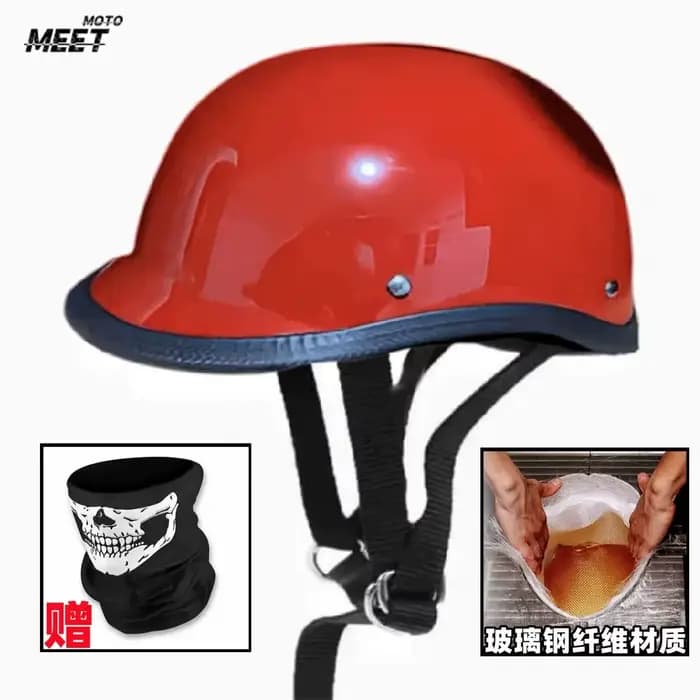 Casque de moto rétro en fibre de verre pour homme
