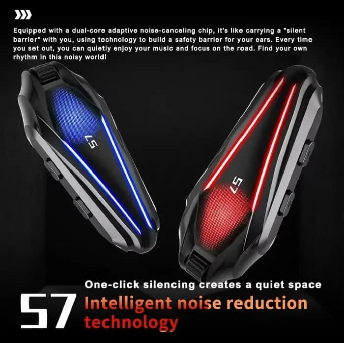 Casque de moto S7, casque d'écoute Bluetooth BT5.4