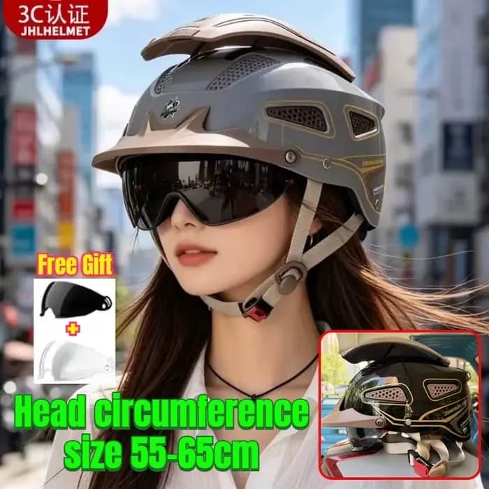 Casque Demi-ouvert Rétro d'Été pour Moto/Vélo Électrique