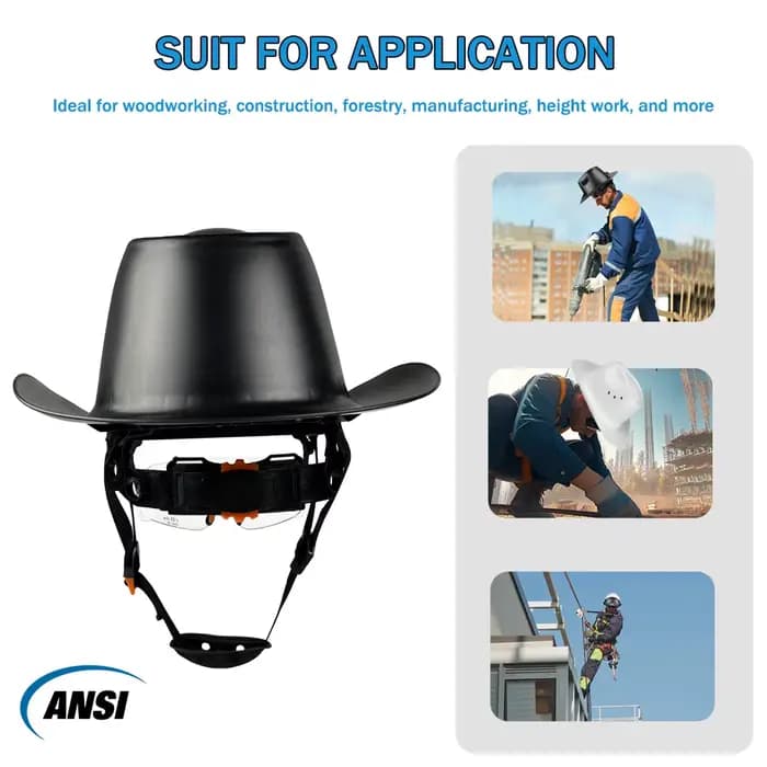 Casque de sécurité ANSI respirant style cowboy avec lunettes intégrées
