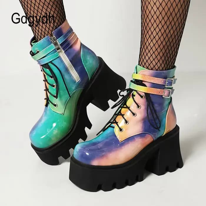 Gdgydh-Bottes de moto colorées pour femmes