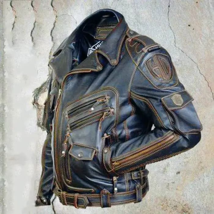 Veste d'équitation de moto en cuir anti-chute pour hommes