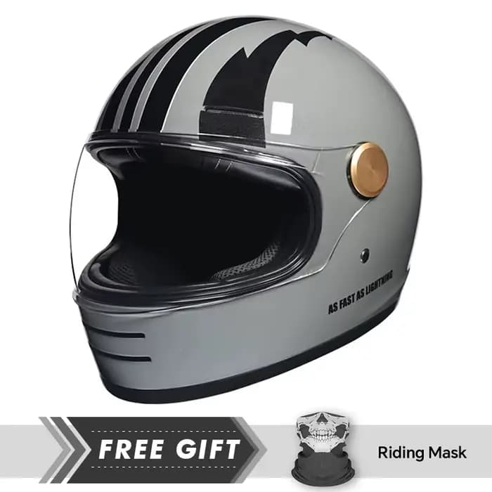 Casque de moto intégral rétro avec lentille transparente – Capacités tout-terrain
