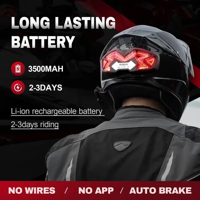 Feu Stop LED pour Casque de Moto MTSEEEN