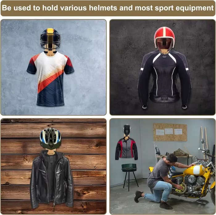Support mural en bois pour casque de moto