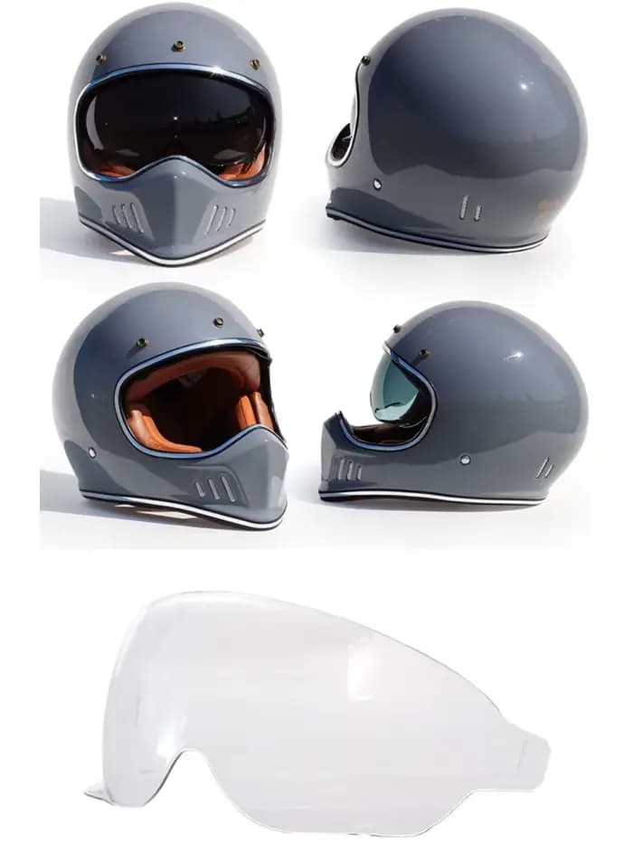 Casque de moto rétro à bord de lentille
