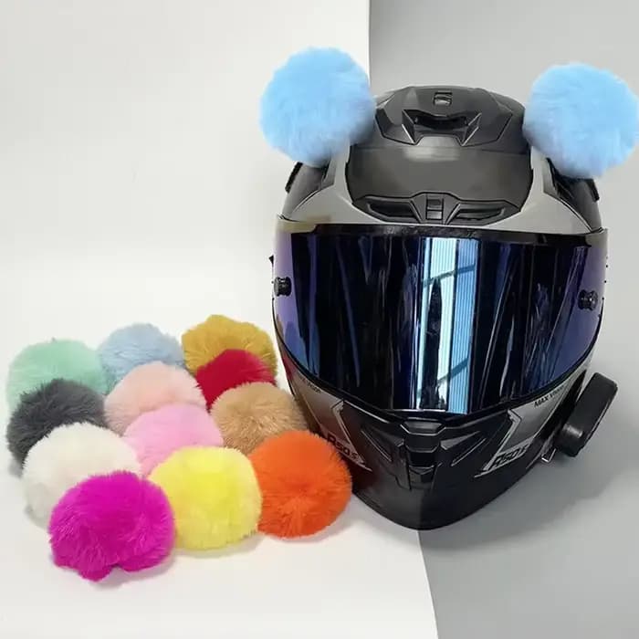 Autocollants Oreilles de Chat en Peluche pour Casque de Moto