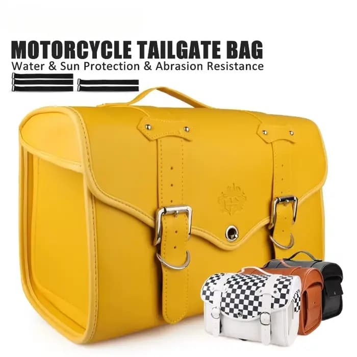Sacoche de selle de moto vintage en cuir PU