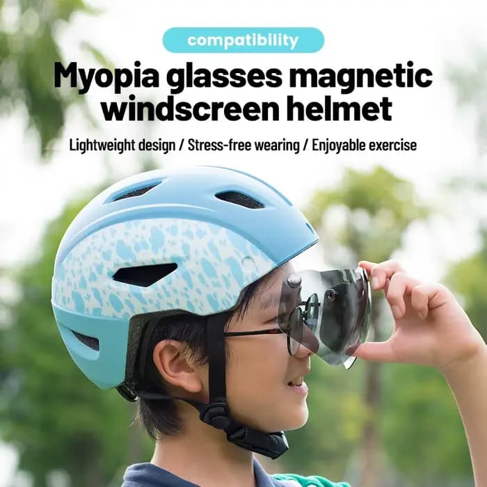 Eastinear casque de vélo pour enfants avec lunettes magnétiques léger respirant Sports de plein air