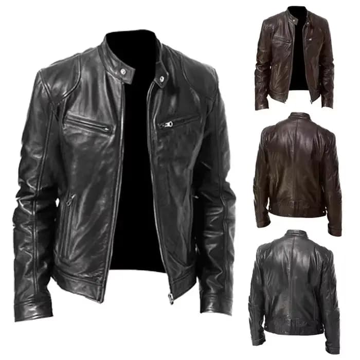 Veste de moto en cuir pour hommes