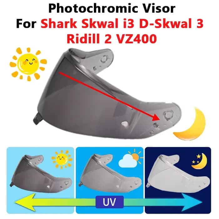 Visière photochromique pour casque Shark Skwal I3 D-Skwal 3 Ridill 2 VZ40