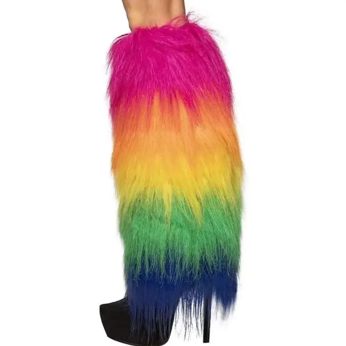 Couvre-jambes en fausse fourrure fluorescente, accessoires de jeu de rôle de carnaval d'halloween, coutures colorées, couvre-pieds chauds pour spectacle de fête