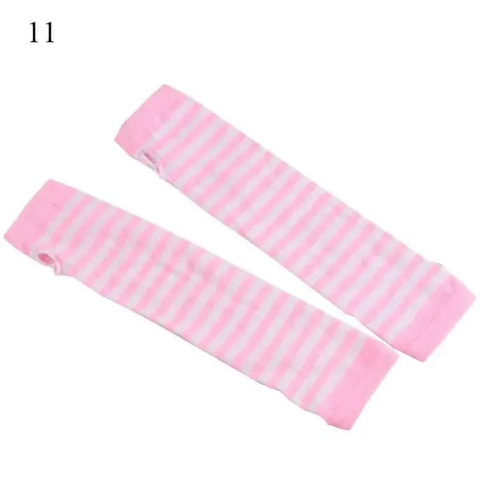 Nouveau Long gant bras couverture classique rose noir et blanc rayé sans doigts coude gants plus chaud tricoté bracelet