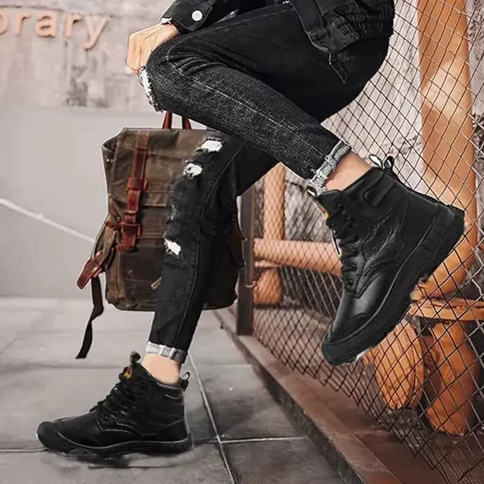 Bottes d'équitation de moto noires pour hommes