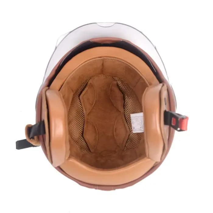 Demi-casque de moto rétro en cuir certifié 3C pour hommes et femmes