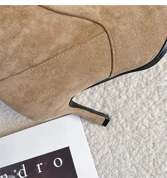 Bottes d'hiver à bout pointu pour femmes, talons hauts fins de 8 cm, bottes superposées avec boucle de ceinture, bottes épaisses polyvalentes, élégantes, pour soirée, bottines longues