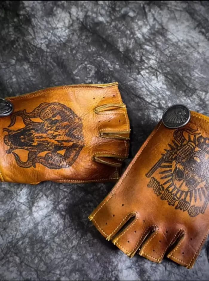 Gants de moto en cuir de chèvre véritable pour hommes