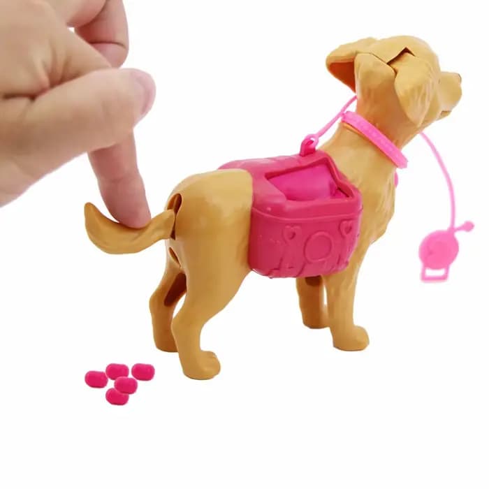 1 ensemble d'accessoires pour maison de poupée 1:6 : Mini chien en plastique + équipement pour animaux de compagnie, combinaison extérieure pour ensemble de poupées