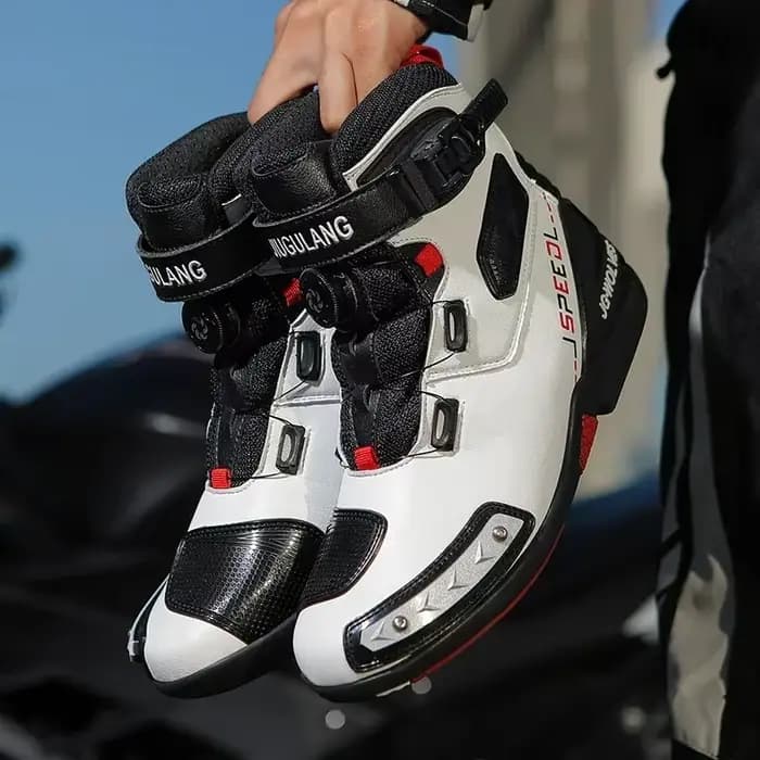 Bottes de moto en cuir pour hommes