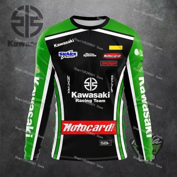Haut à manches longues Kawasaki Racing Off-Road Motorcycle 2026 pour homme