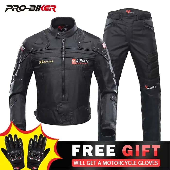 DUHAN veste de Moto noire pantalon