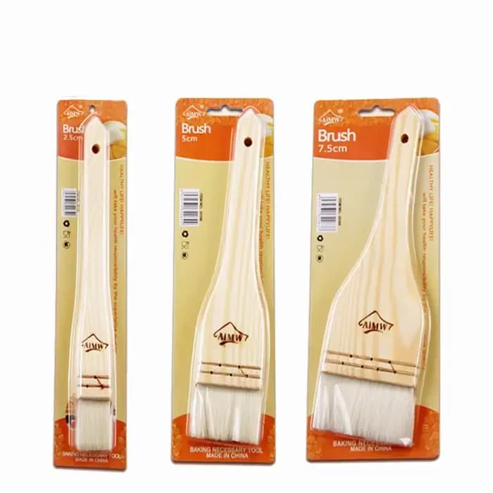 Pinceau à gâteau de lune avec manche en bois, brosse à huile en laine, accessoires de cuisson, outils de cuisine, ménage