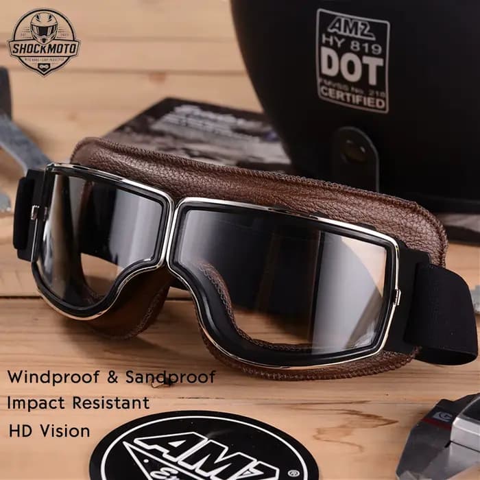 Lunettes Moto Rétro en Cuir